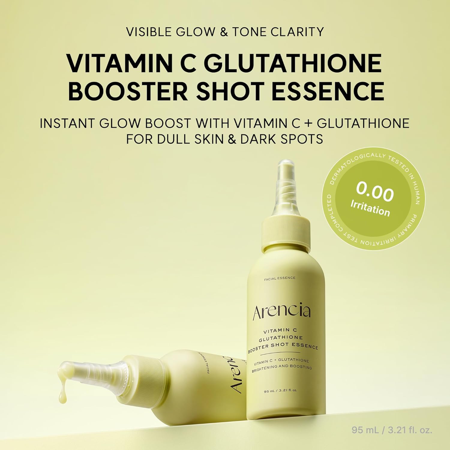 Arencia Vitamin C Glutathione Booster Essence, Facial Essence with Niacinamide, Dark Spot Care, 95 mL