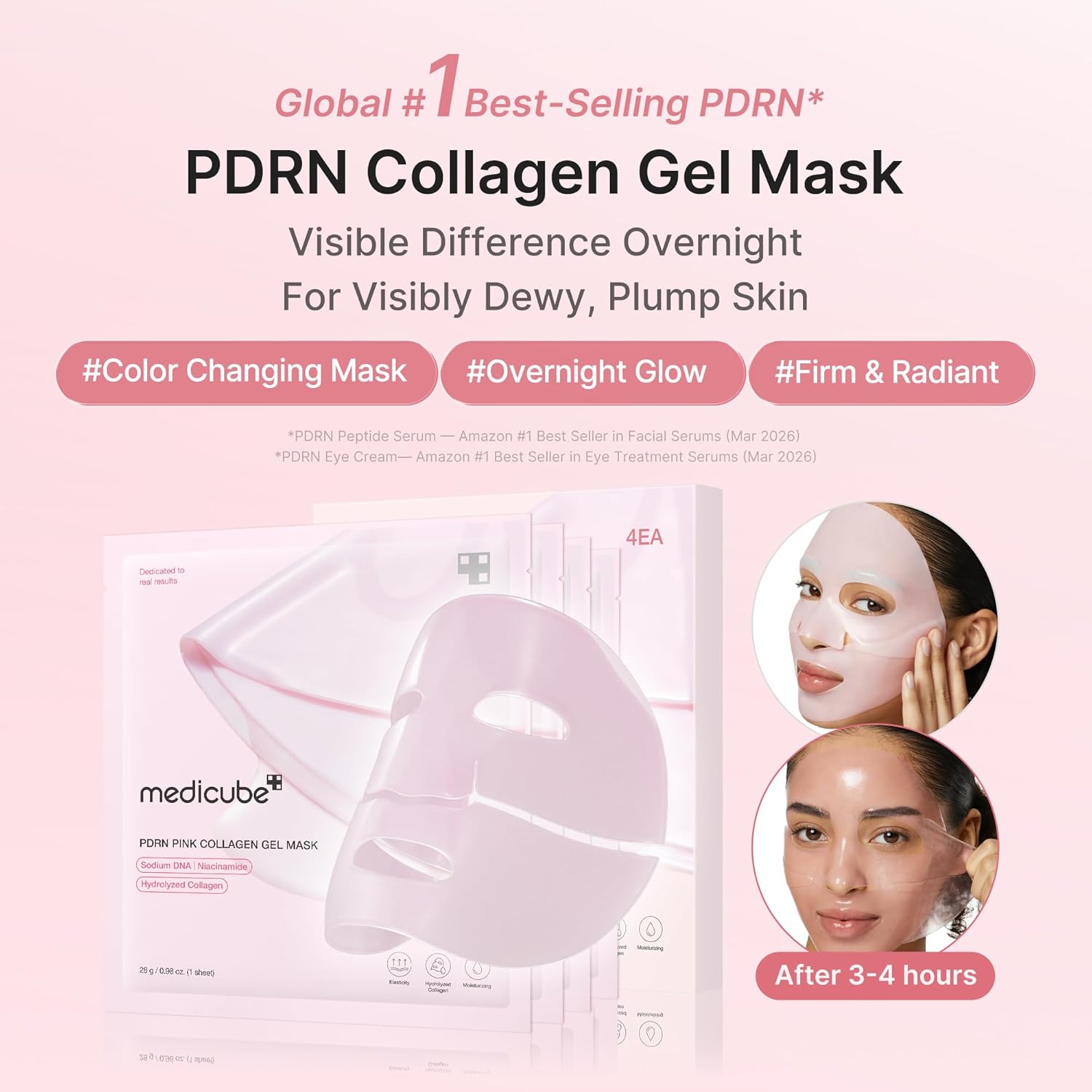 medicube Jelly Gel Mask with Salmon DNA PDRN Pink Collagen  28G x 4ea